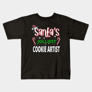 Santa's Jolliest Cookie Artist Merry Xmas on Funny Christmas Kids T-Shirt